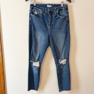 GOOD AMERICAN Good Waist Crop Raw Edge Skinny Jeans In Blue533 Size 10/30